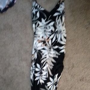 Black and White Maxi Slip Dress with Spaghetti Straps